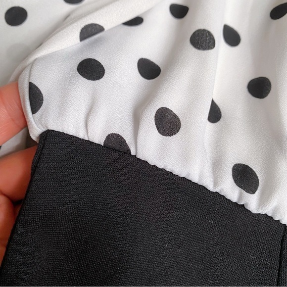 🔘 ZERO WHITE BLACK POLKA DOT FITTED DRESS! - Picture 8 of 16